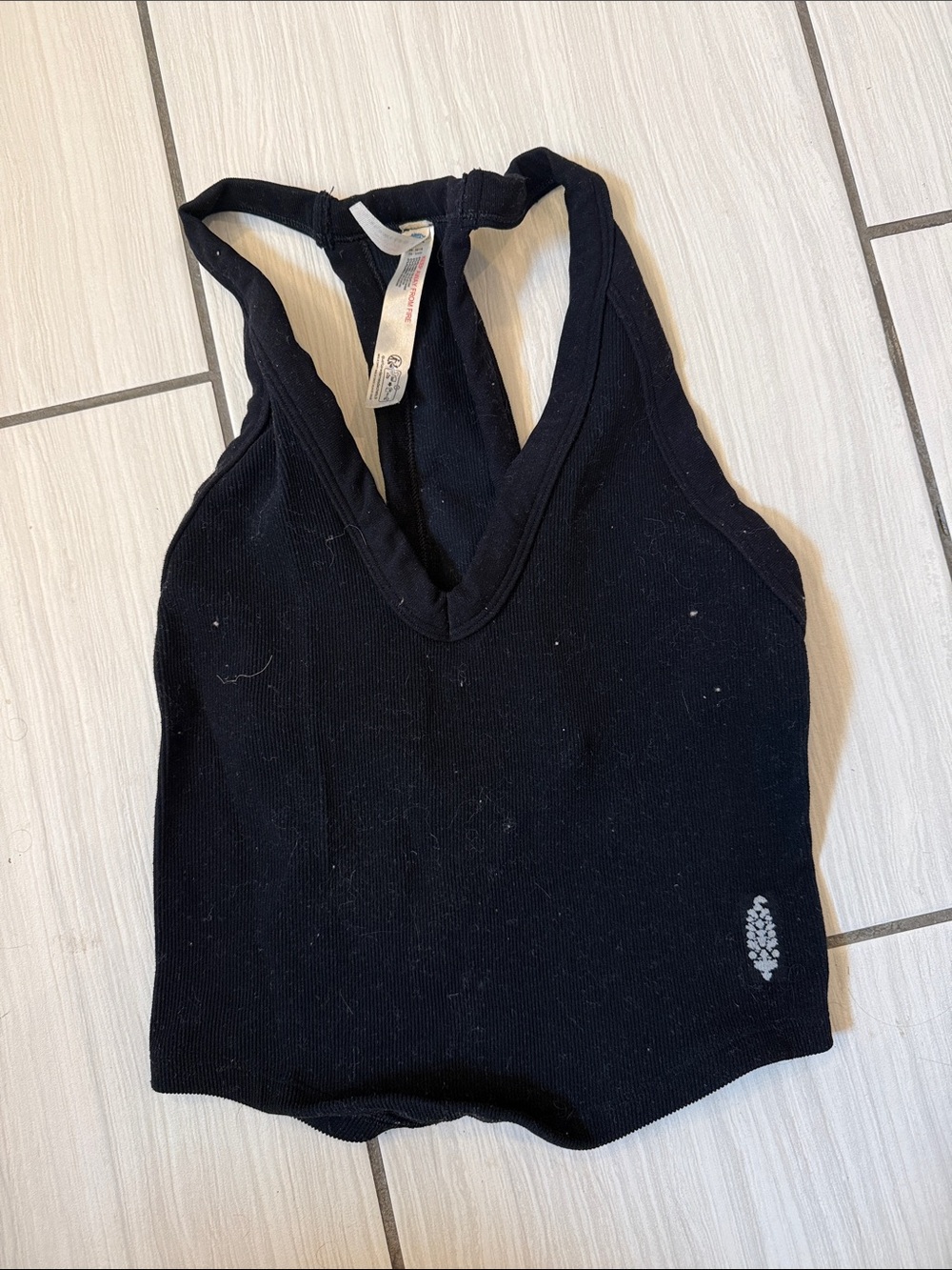 Free People movement  Black Ribbed Racerback Tank Top